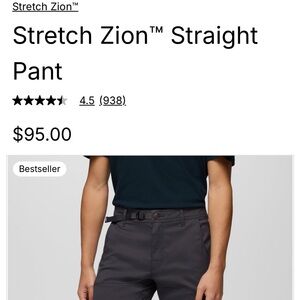 Prana Stretch Zion Pants 32 Adjustable Waist Belted Gray Cargo Outdoor Hiking